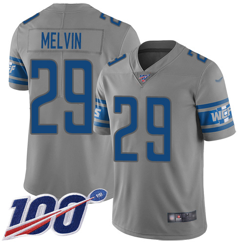 Detroit Lions Limited Gray Youth Rashaan Melvin Jersey NFL Football #29 100th Season Inverted Legend->youth nfl jersey->Youth Jersey